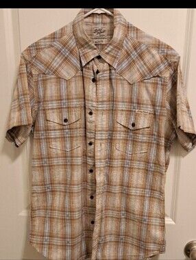 Lucky Brand Men's Short-Sleeve Plaid Button-Down Shirt - Brown & Light Blue